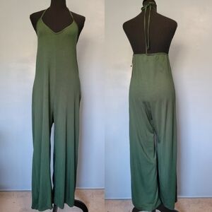 Jackson Rowe Wide-Leg Halter Jumpsuit in Green XS